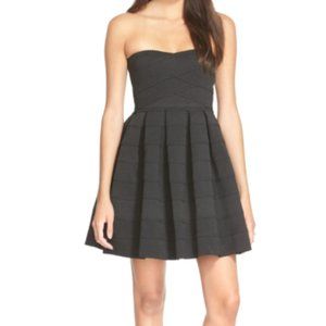 Nordstrom Dee Elle Black Textured Strapless Bodycon Mini Dress Stretchy Small